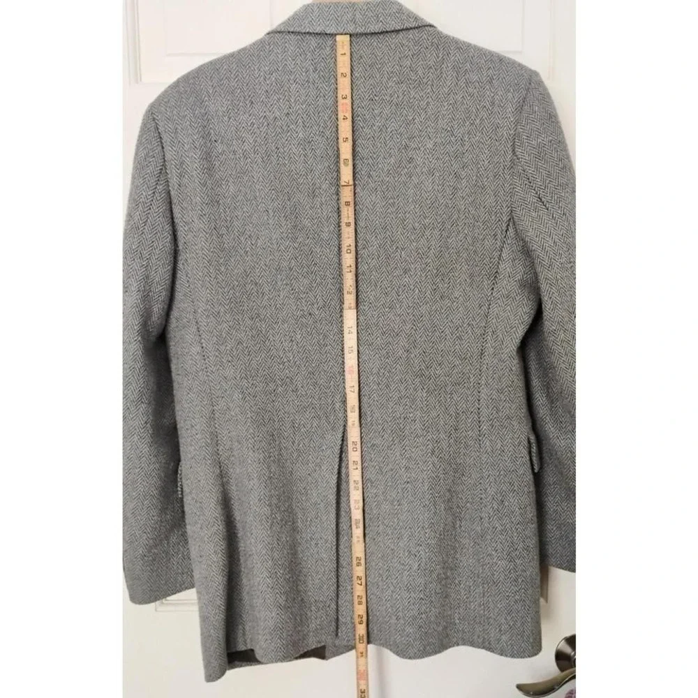VTG John Blair Herringbone Blazer Mens 40 Gray Two Button Wool Blend Sport Coat